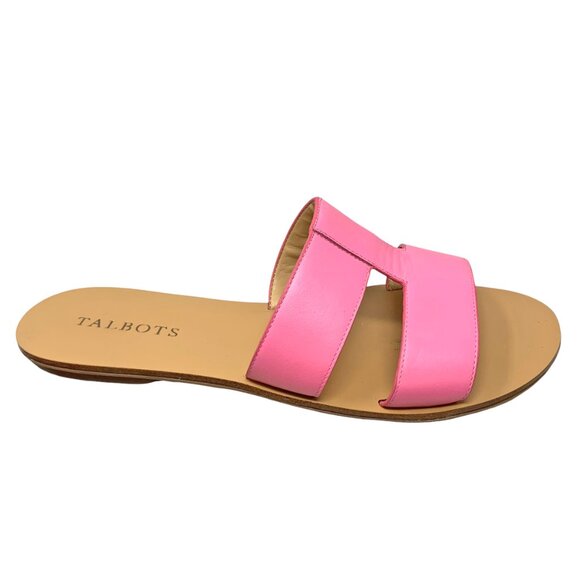 Talbots Hannah Persian Pink Vachetta Leather Slides - Picture 4 of 9